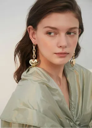 Love Heart Chain Link Drop Earrings