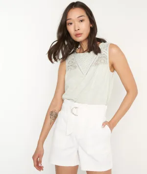 MALICE ALMOND LACE AND COTTON T-SHIRT