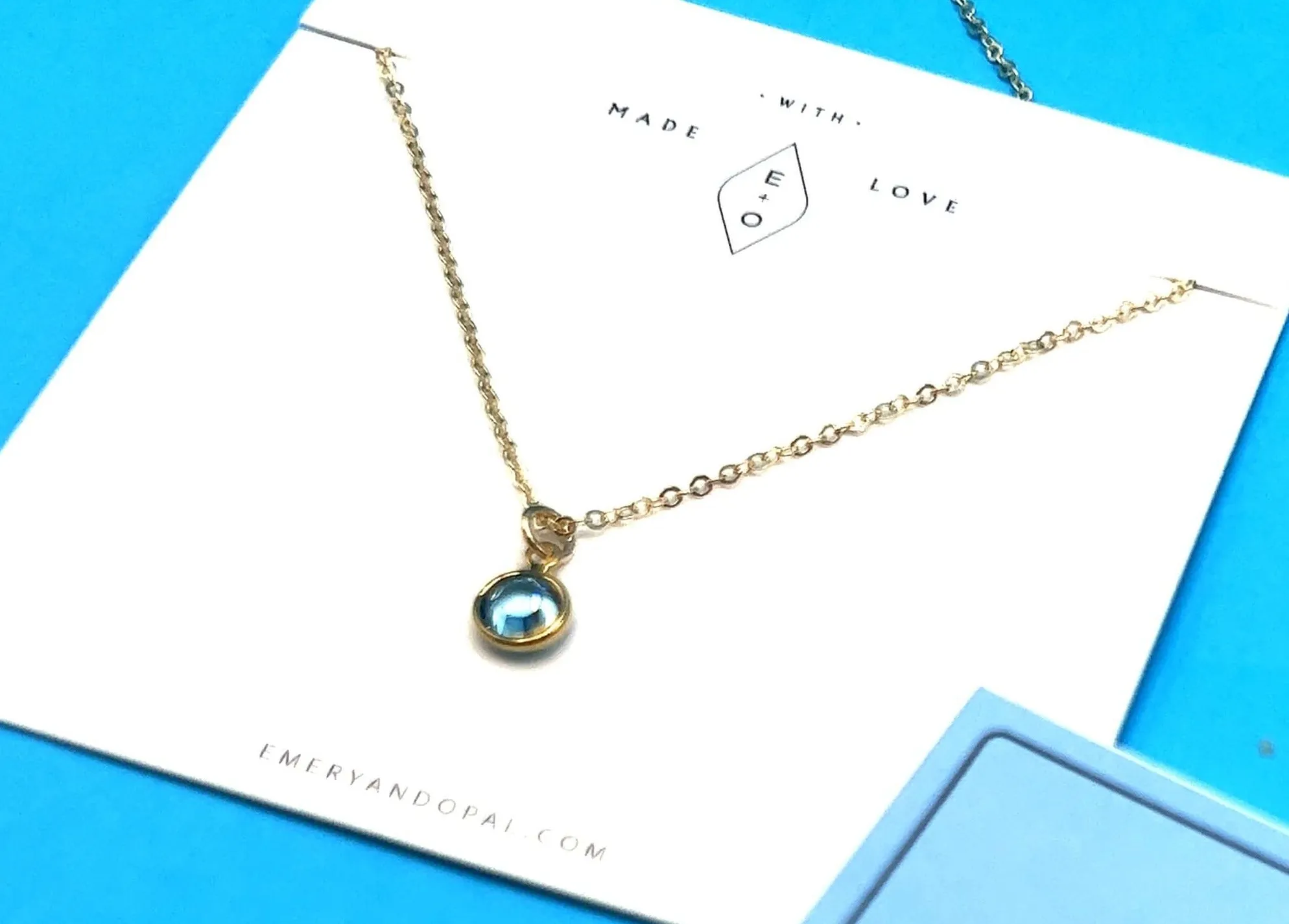 March Swarovski Birthstone Necklace - 14k Gold-Filled
