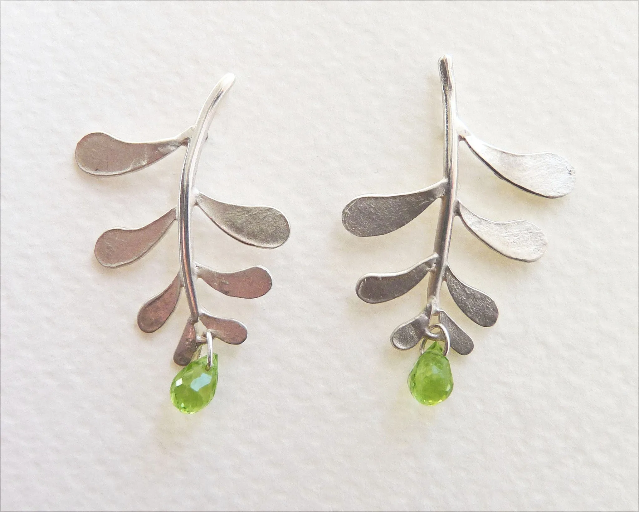 Marni Leaf Stud Earrings with gemstone drop
