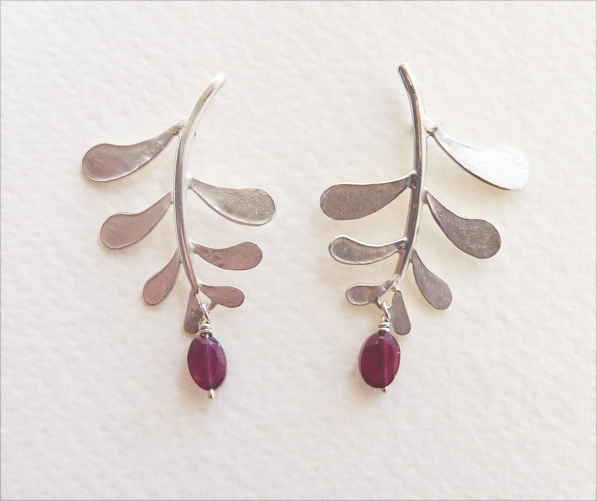 Marni Leaf Stud Earrings with gemstone drop