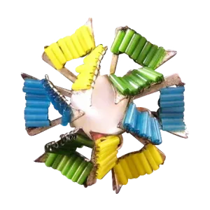 Miriam Haskell Colorful Bugle Bead Pinwheel Brooch