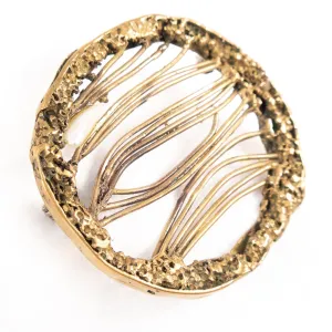 Modernist Brass and Pearl Brooch
