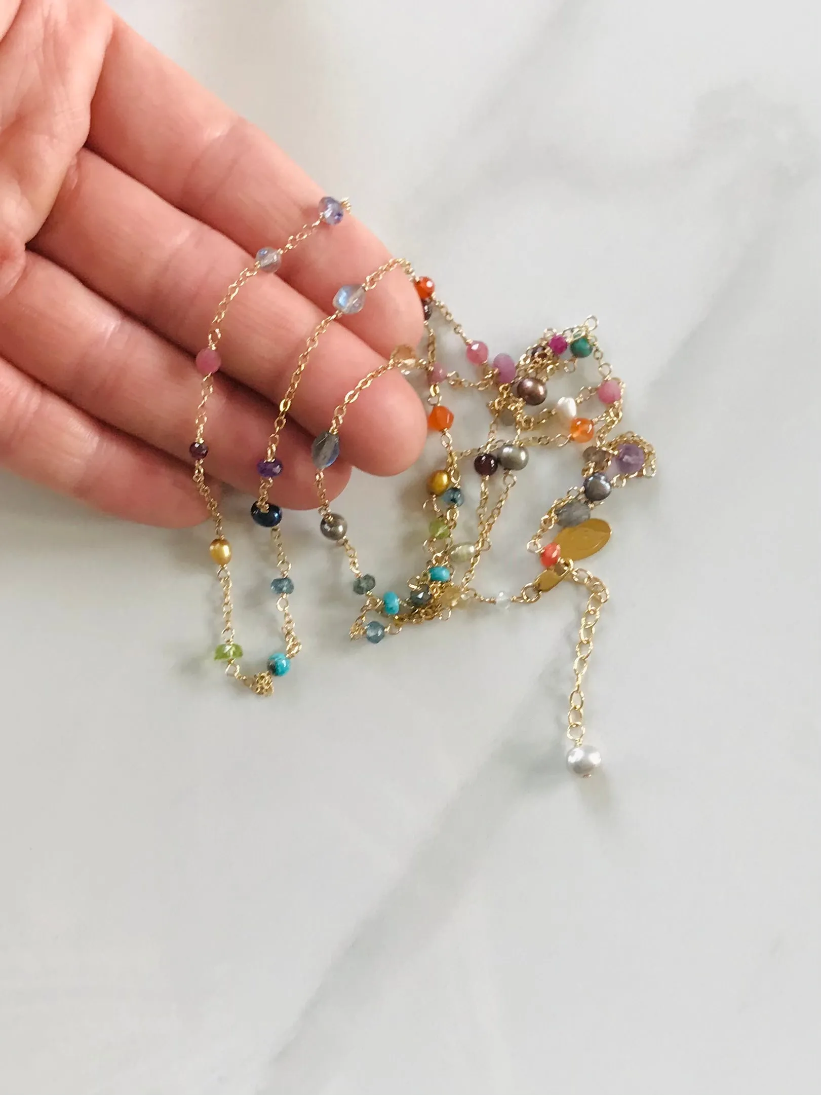 Multi Gemstone & Gold Sunshine Necklace