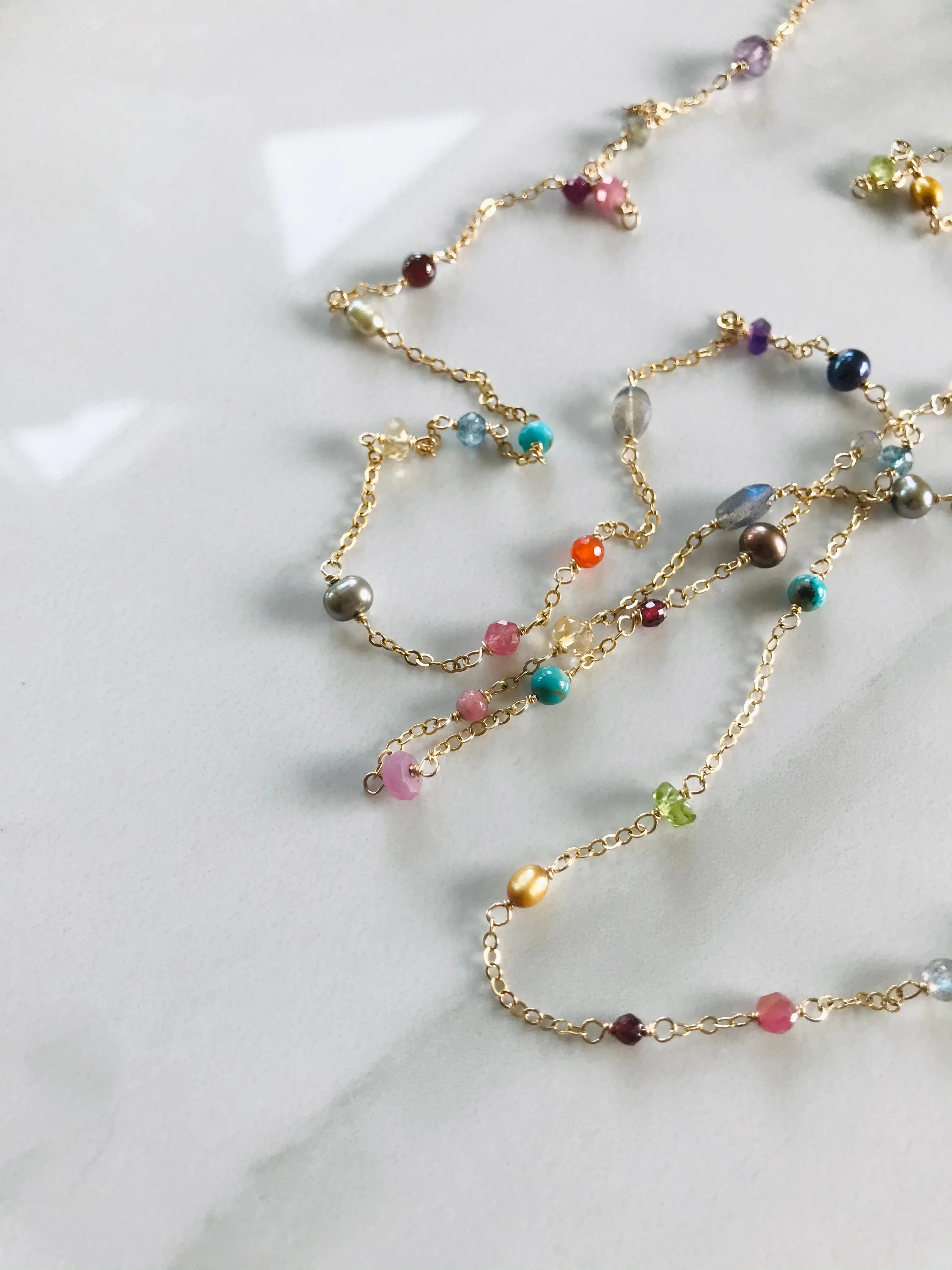 Multi Gemstone & Gold Sunshine Necklace