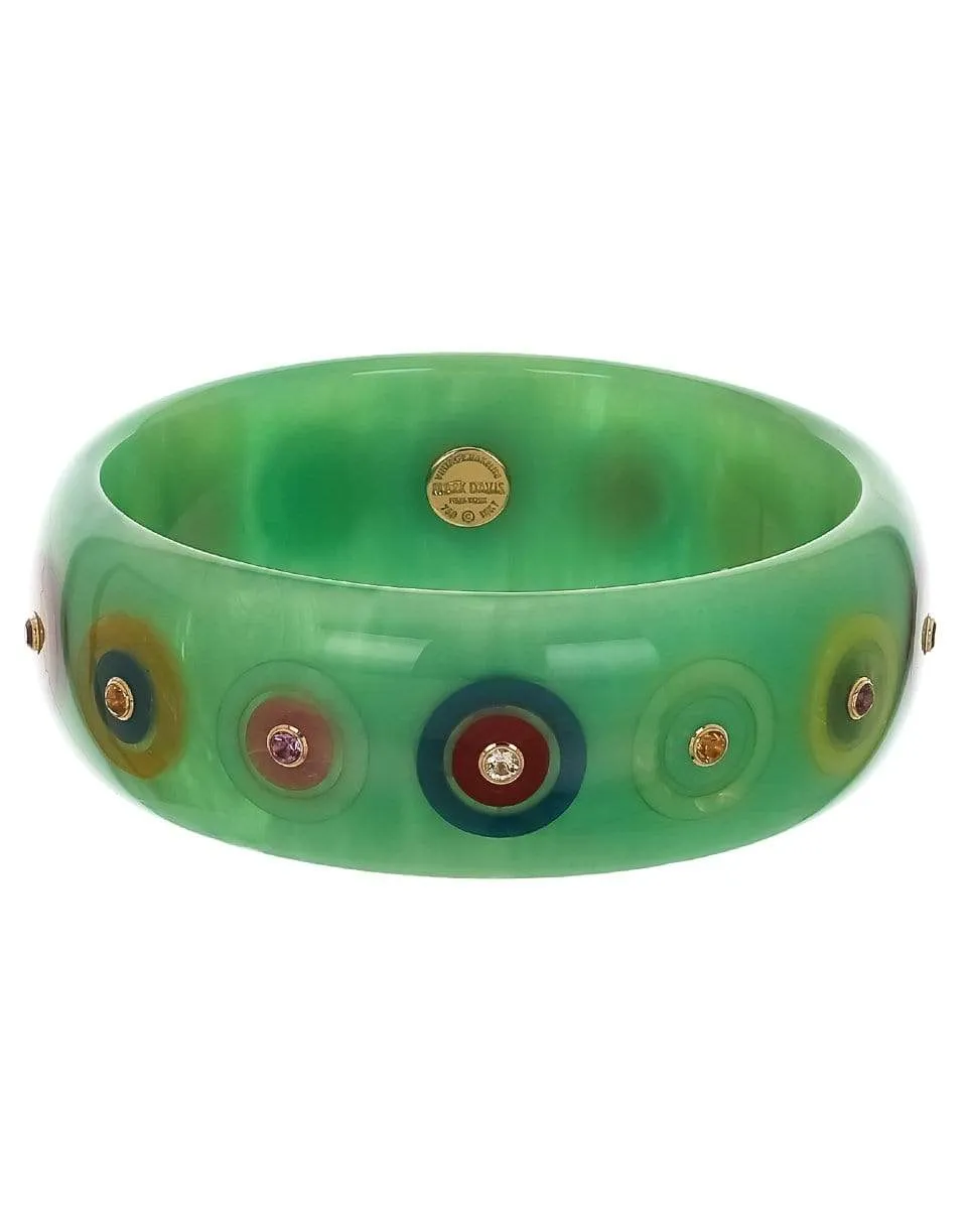 Multi Stone Green Bakelite Bangle