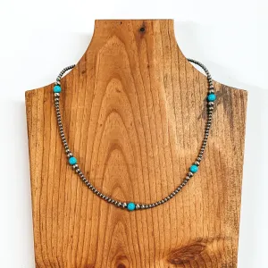 Navajo | Navajo Handmade 3-6mm Navajo Pearls Necklace with Sleeping Beauty Beads | Varying Lengths