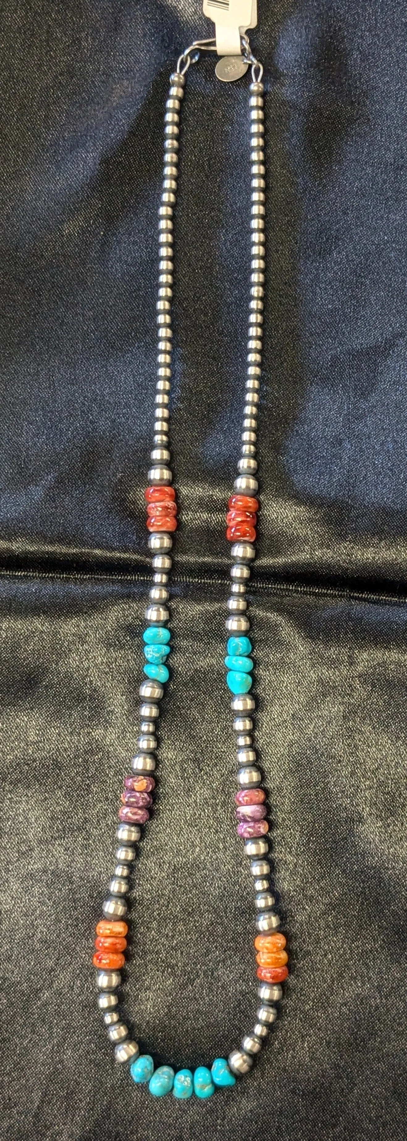 Navajo Pearls with Turquoise & Coral Stone Necklaces