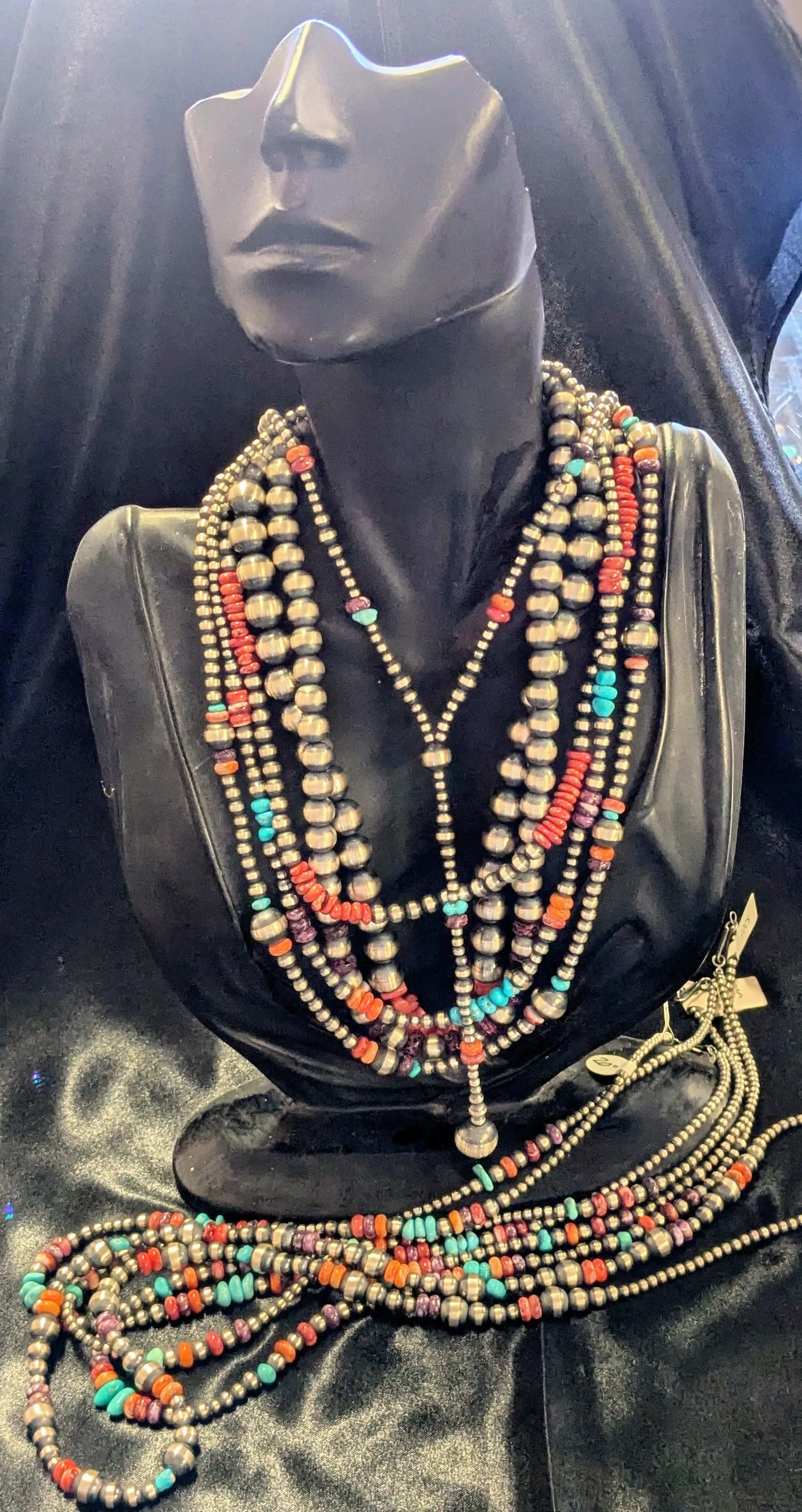Navajo Pearls with Turquoise & Coral Stone Necklaces