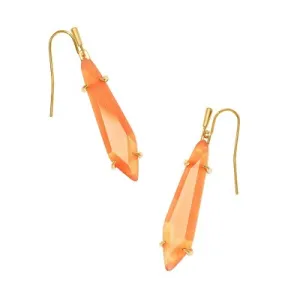 New - Kendra Scott Alice Catseye 14K Gold Over Brass Drop Earrings - Coral Catseye