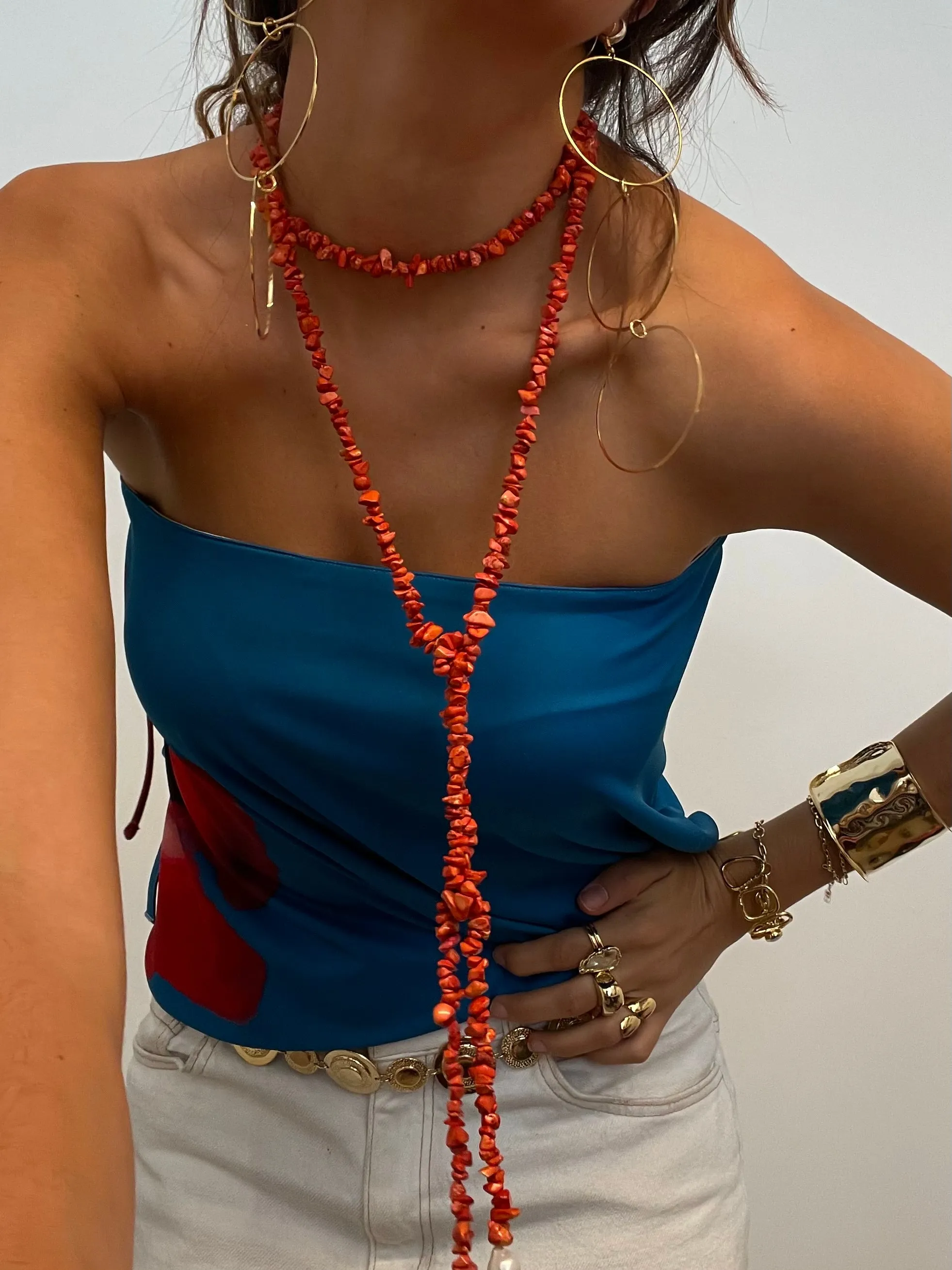 Ojitos Coral Necklace/Belt