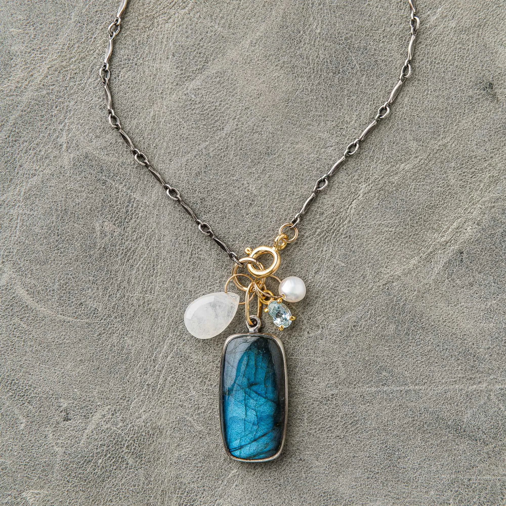 One of a Kind Labradorite Necklace with Gemstone Accents