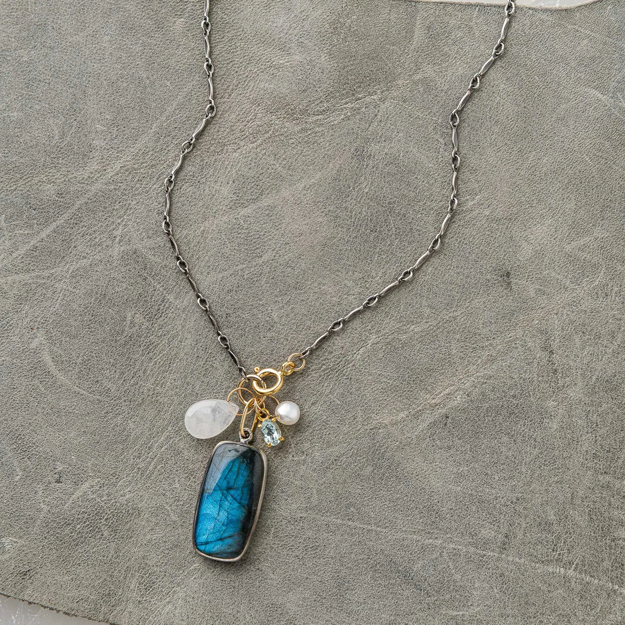 One of a Kind Labradorite Necklace with Gemstone Accents