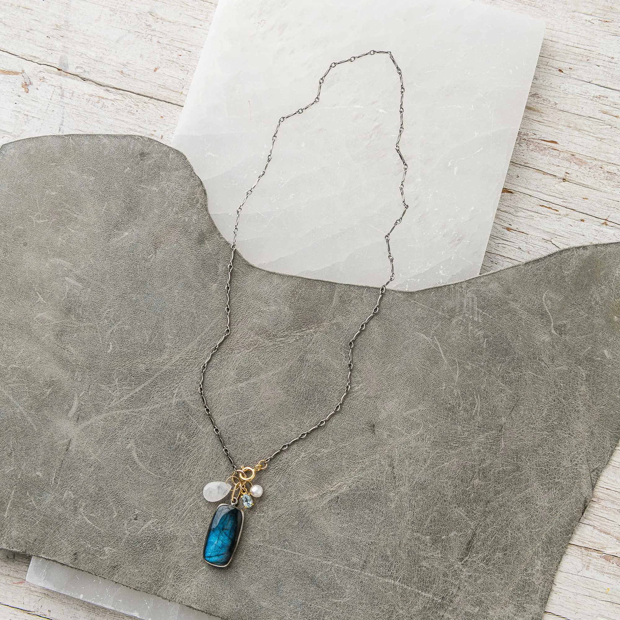 One of a Kind Labradorite Necklace with Gemstone Accents