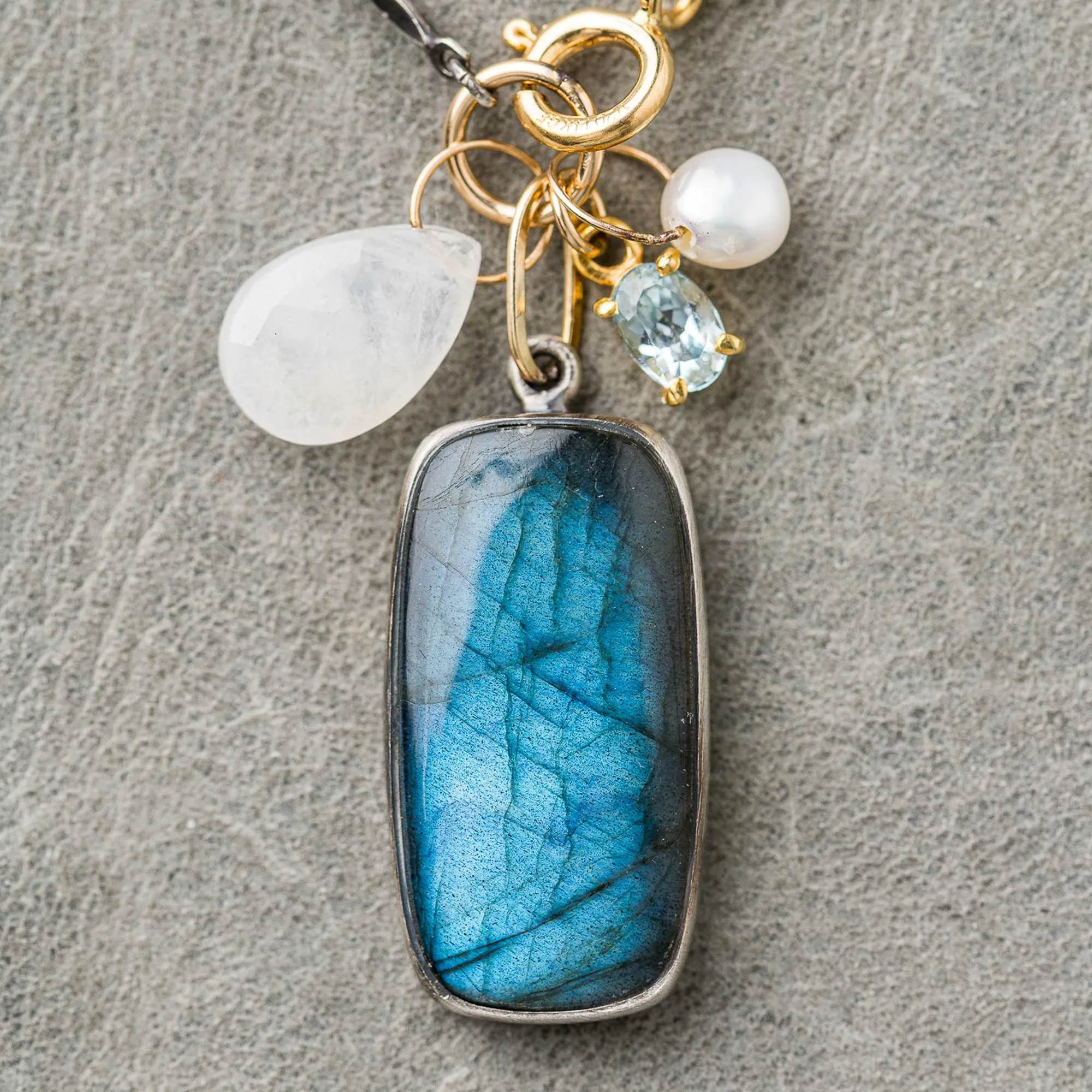 One of a Kind Labradorite Necklace with Gemstone Accents