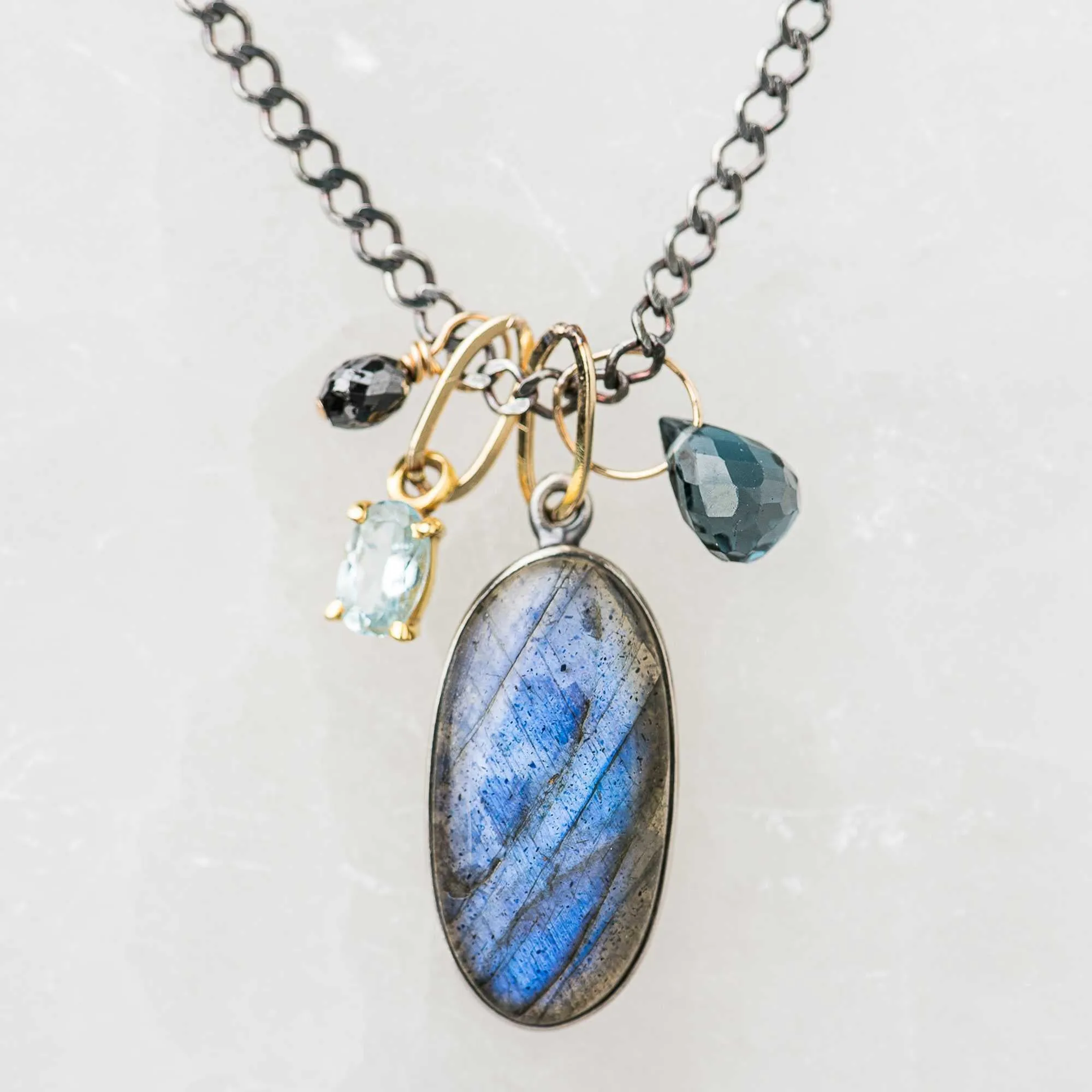 One of a Kind Labradorite Necklace with Gemstones