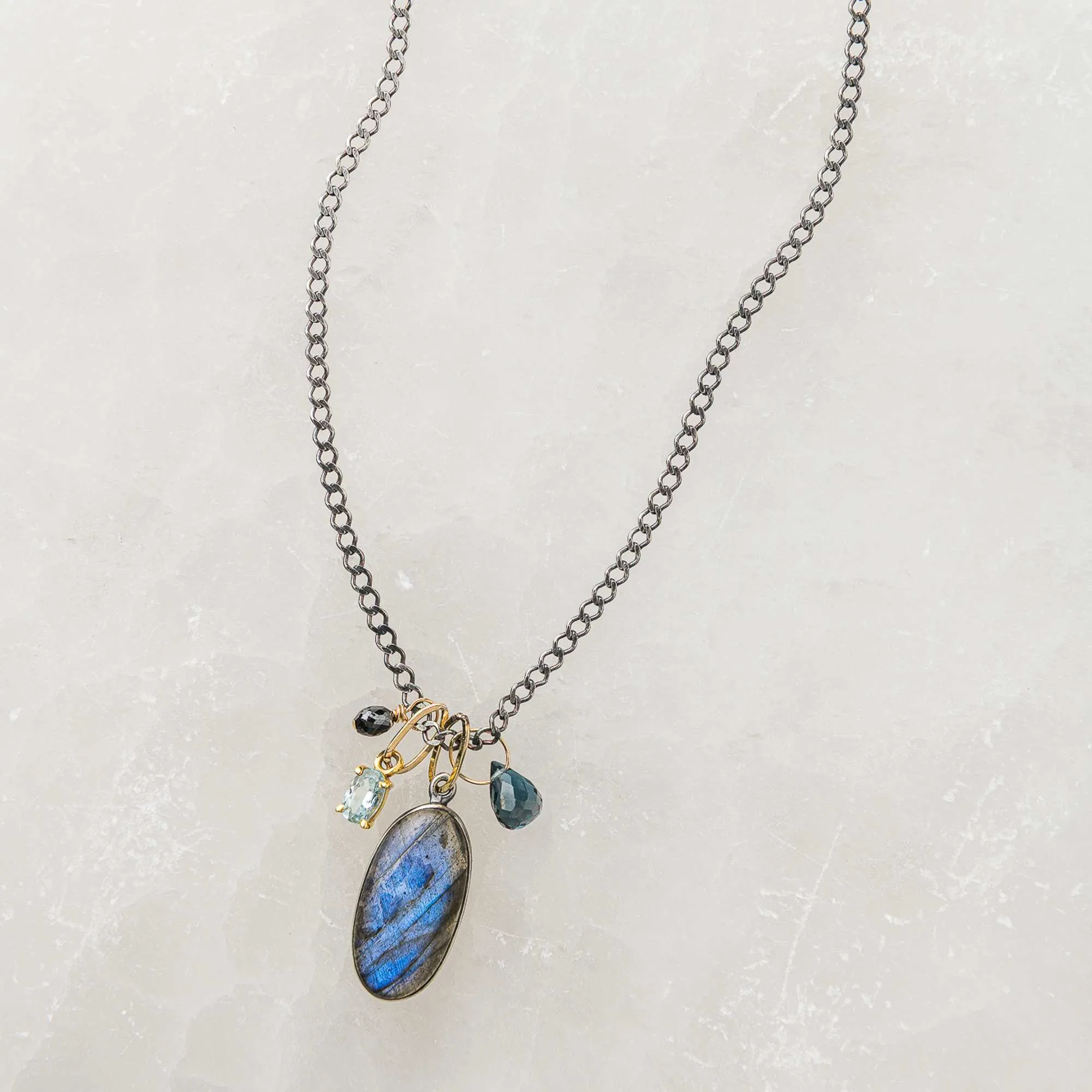 One of a Kind Labradorite Necklace with Gemstones