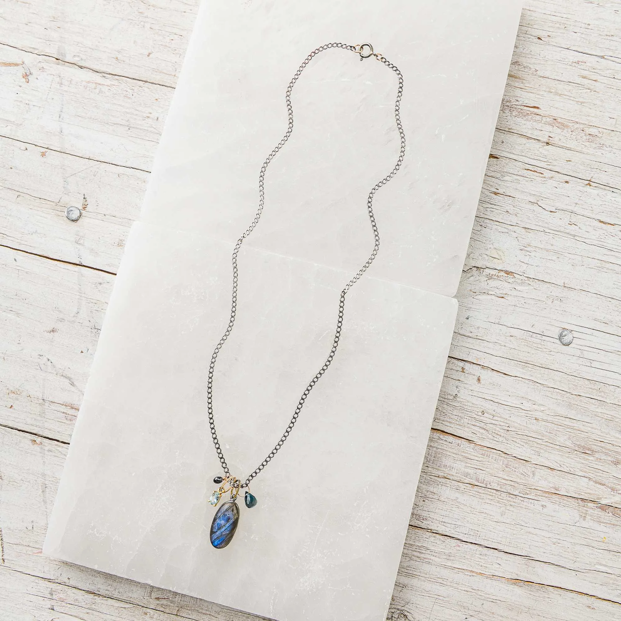 One of a Kind Labradorite Necklace with Gemstones