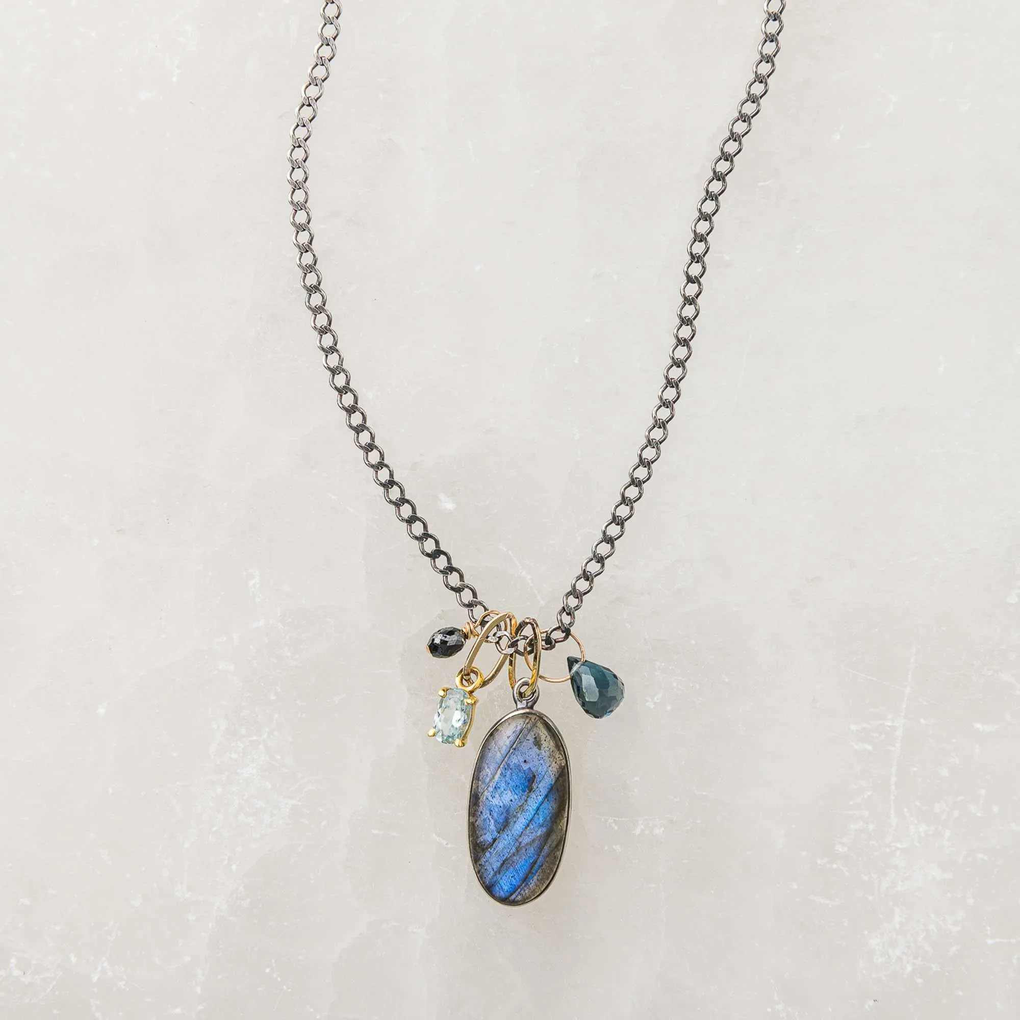 One of a Kind Labradorite Necklace with Gemstones