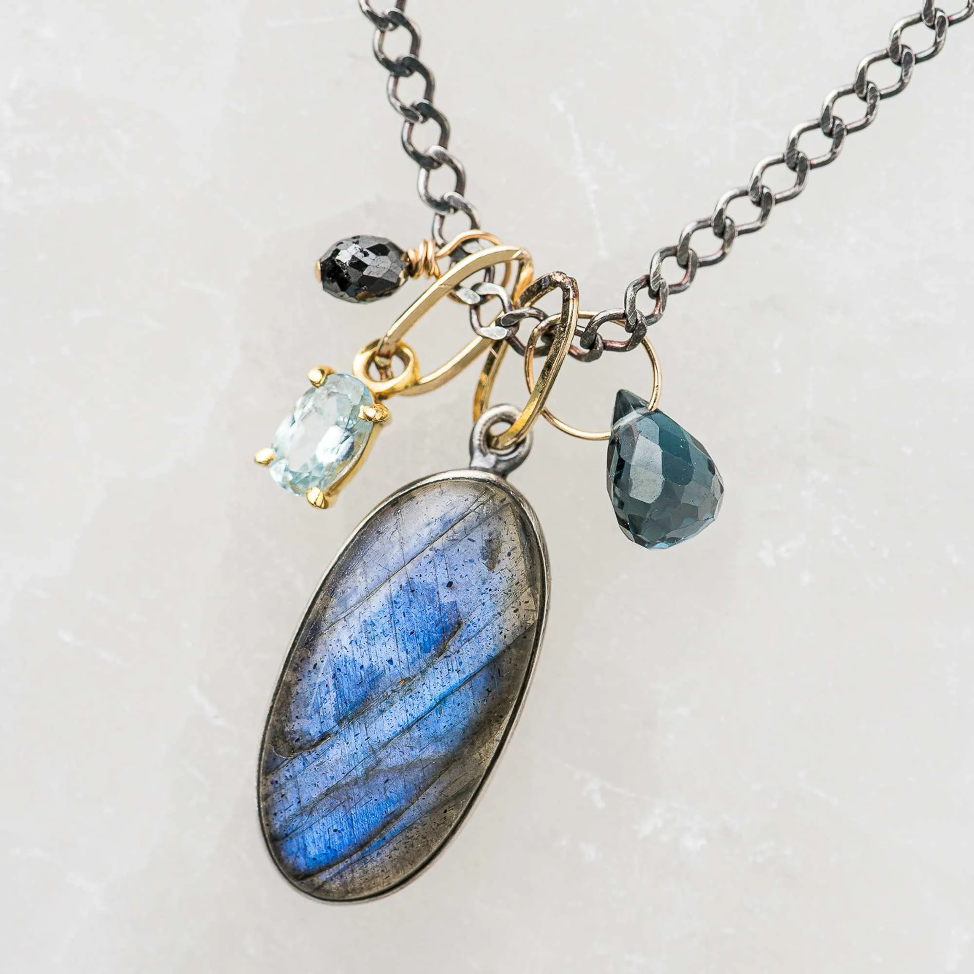One of a Kind Labradorite Necklace with Gemstones