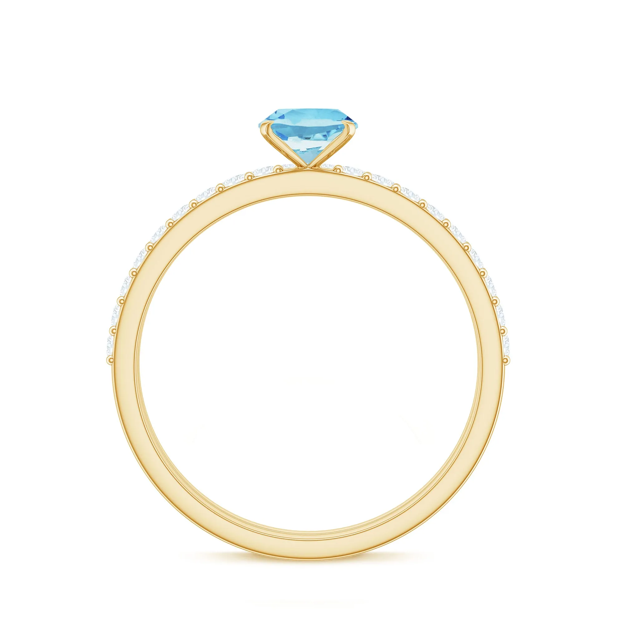 Oval Aquamarine Solitaire Wedding Ring Set with Diamond Side Stones