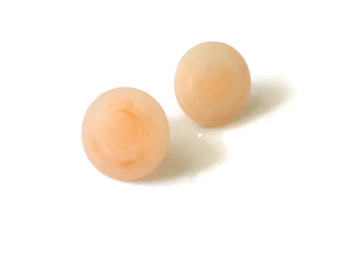 Peach Marbled Matte Disc Stud Earrings