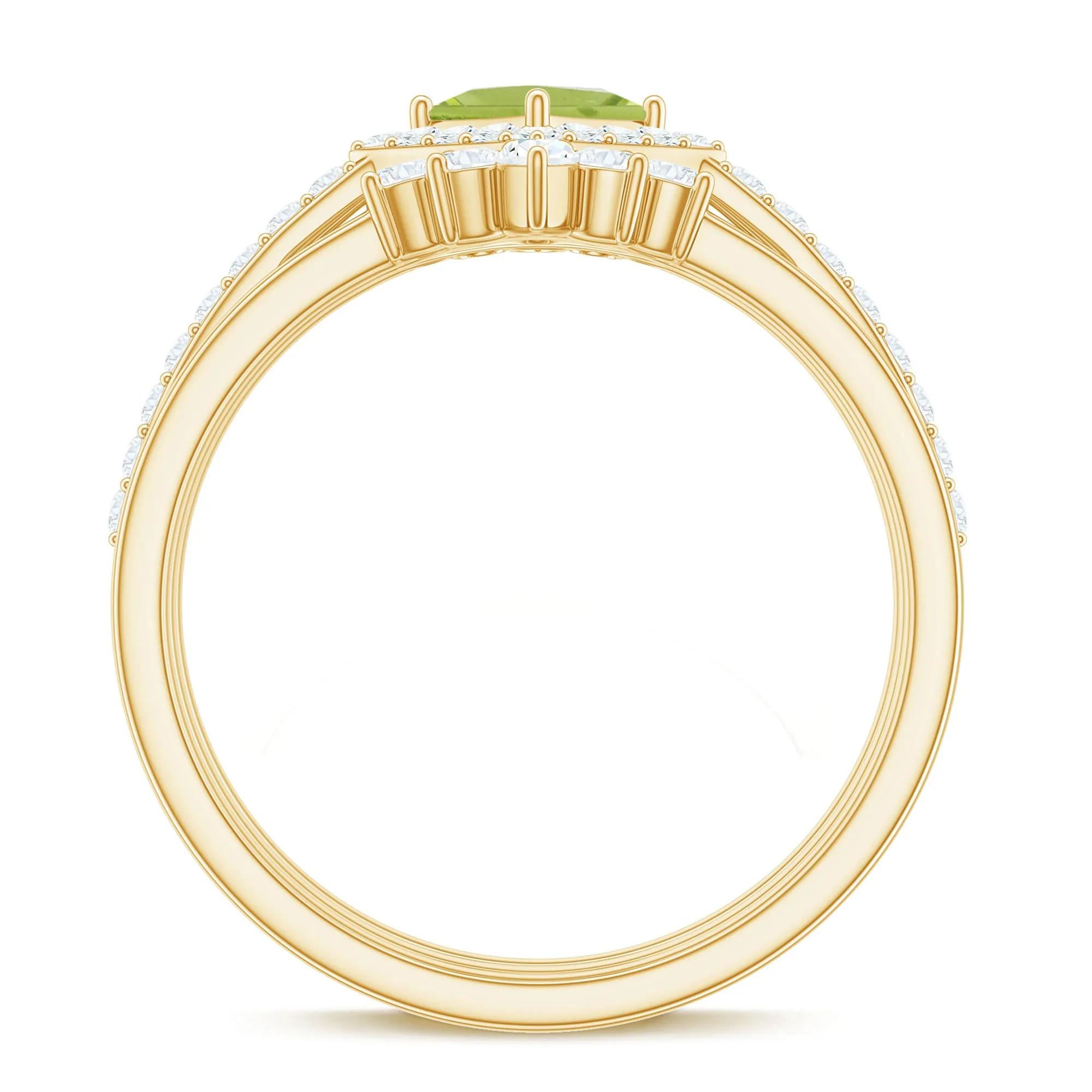 Peridot and Moissanite Trio Wedding Ring Set