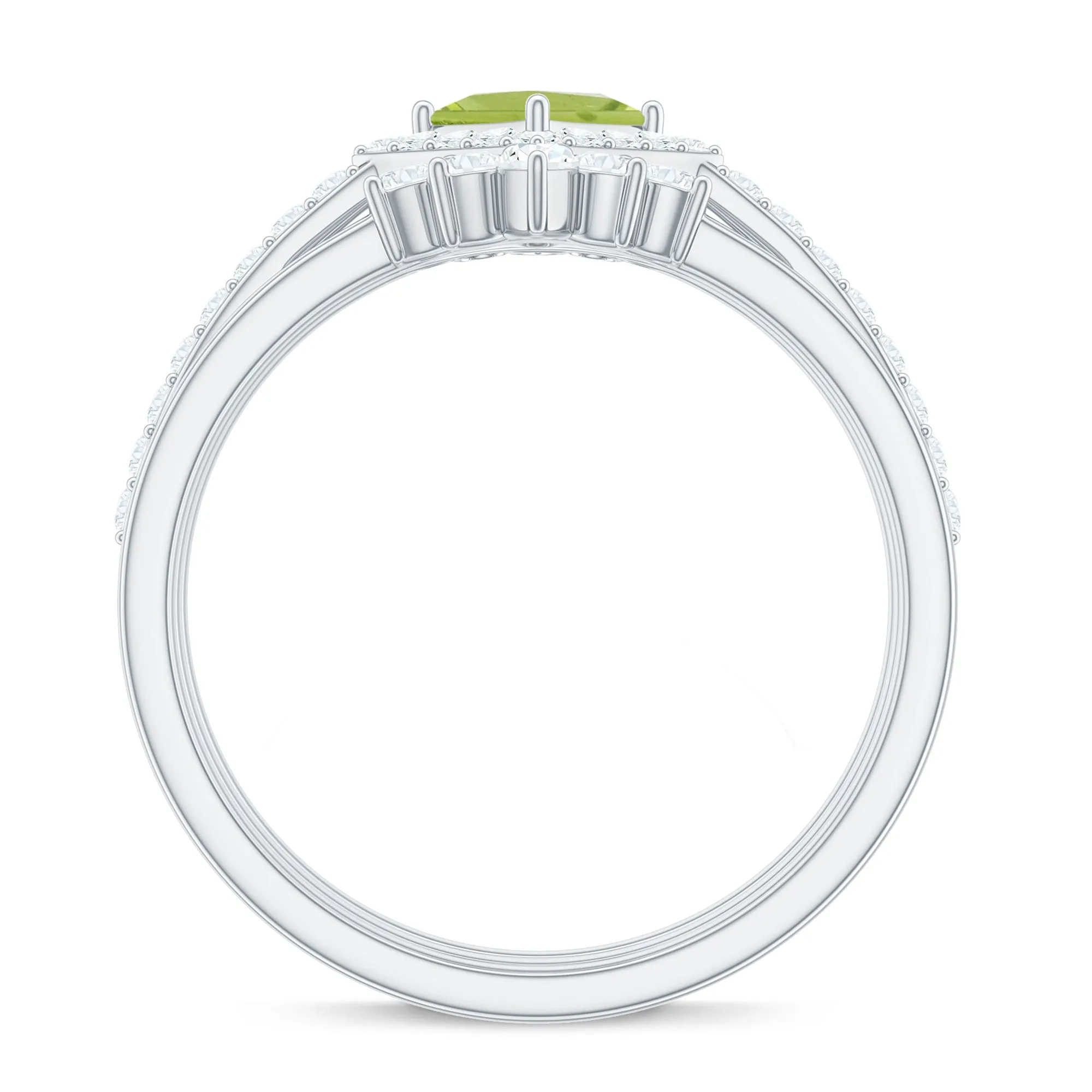 Peridot and Moissanite Trio Wedding Ring Set