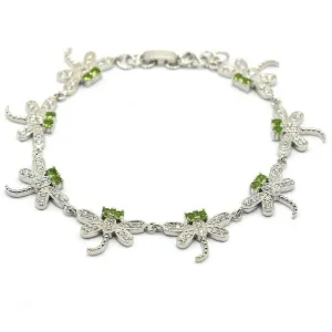 Peridot Micro-Pave Dragonfly Tennis Bracelet