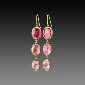 Pink Tourmaline Ombre Drop Earrings