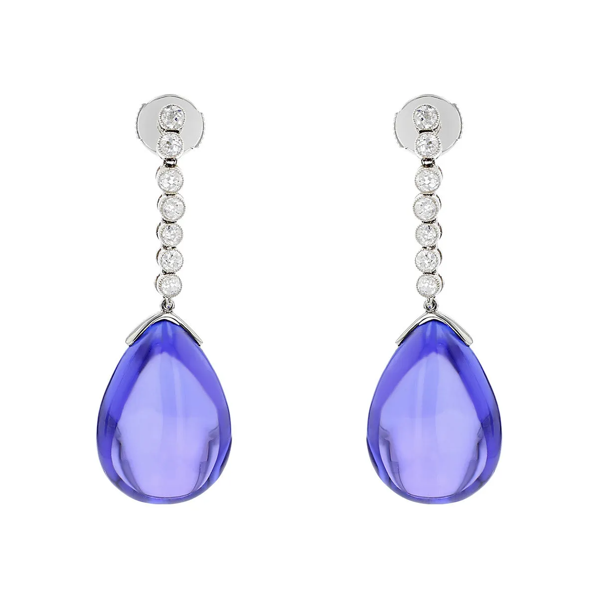 Platinum Tanzanite and Diamond Drop Earrings