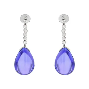 Platinum Tanzanite and Diamond Drop Earrings