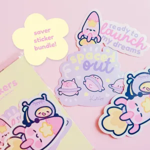 Pocket Planets: Space-Themed Die Cut Sticker Bundle - Cute Kawaii Characters