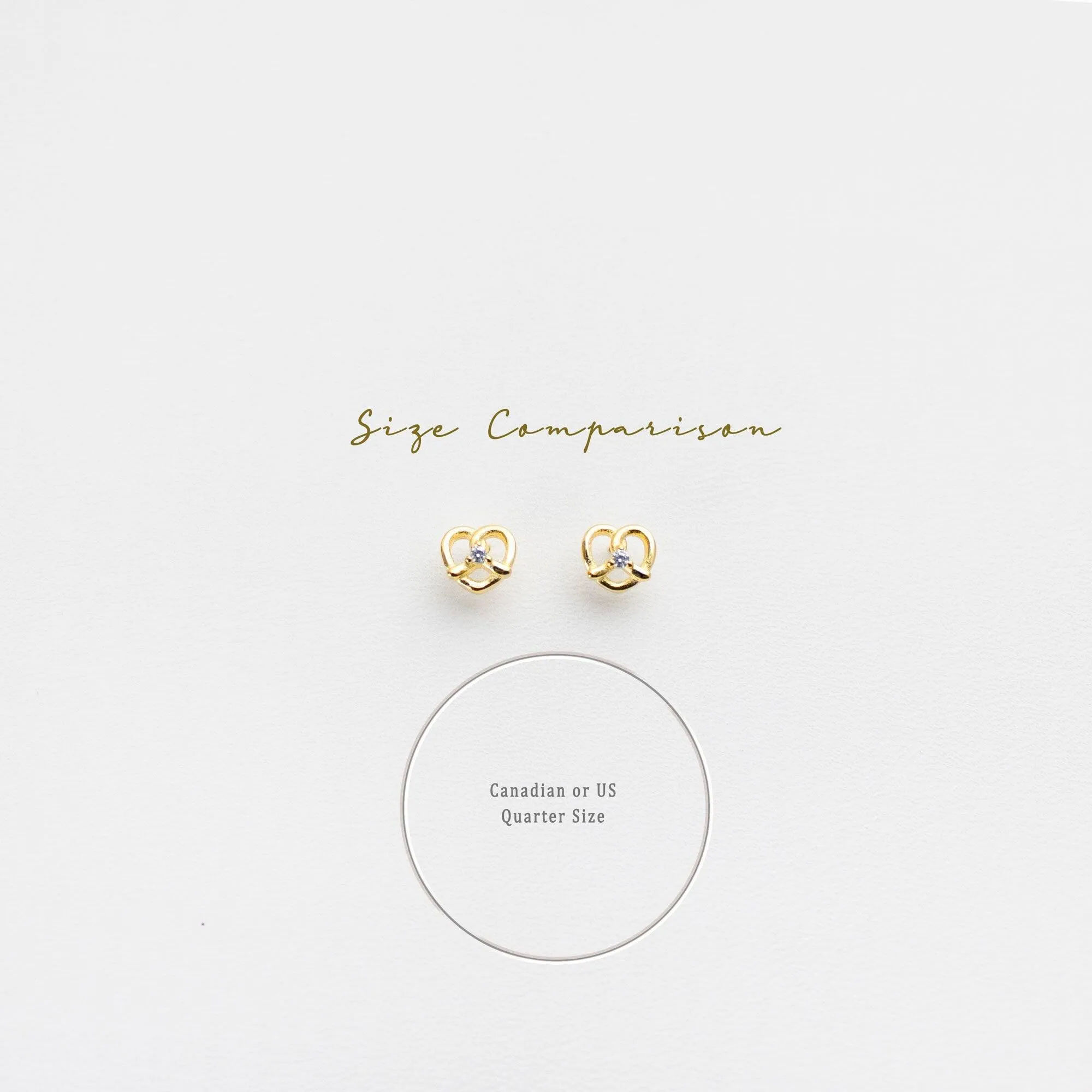 Pretzel CZ Studs Earrings, Gold, Silver SHEMISLI SS057
