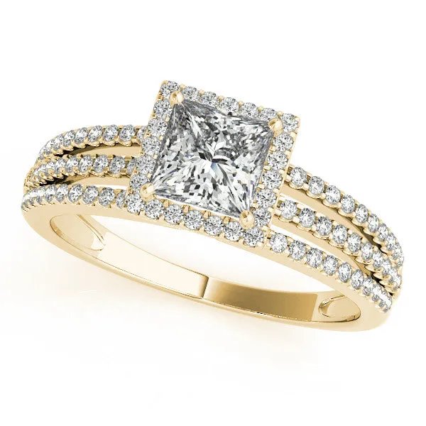 Princess Cut Moissanite Center Engagement Ring Diamond Setting - Rain