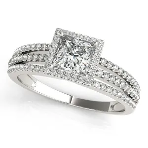 Princess Cut Moissanite Center Engagement Ring Diamond Setting - Rain