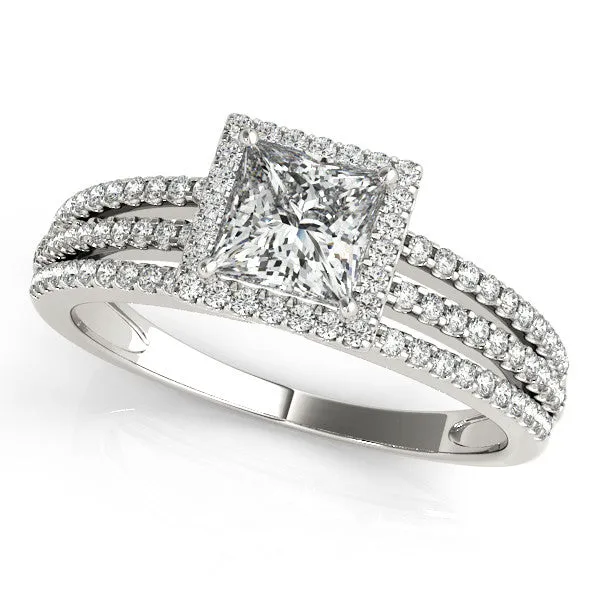 Princess Cut Moissanite Center Engagement Ring Diamond Setting - Rain