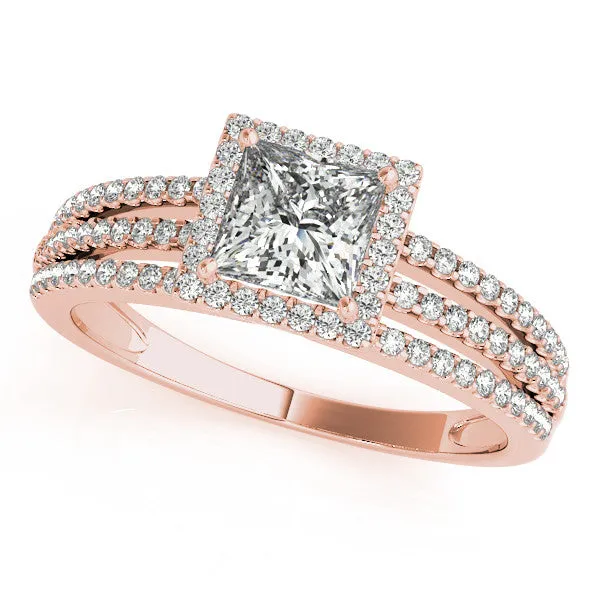 Princess Cut Moissanite Center Engagement Ring Diamond Setting - Rain