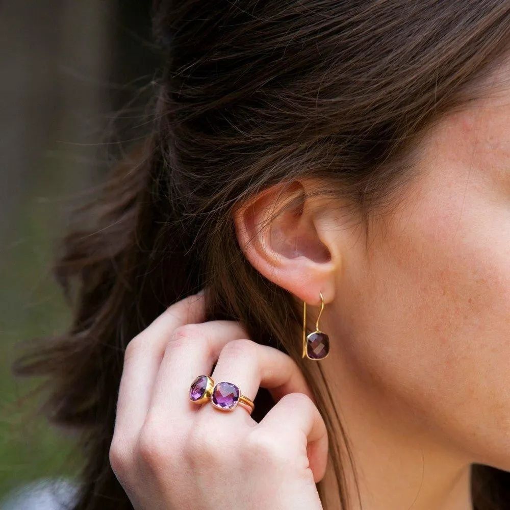 Purple Amethyst Earrings | Silver