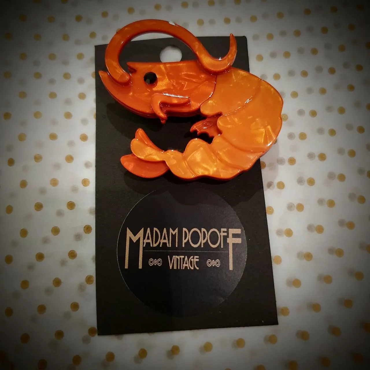 Quirky Acrylic Prawn Brooch