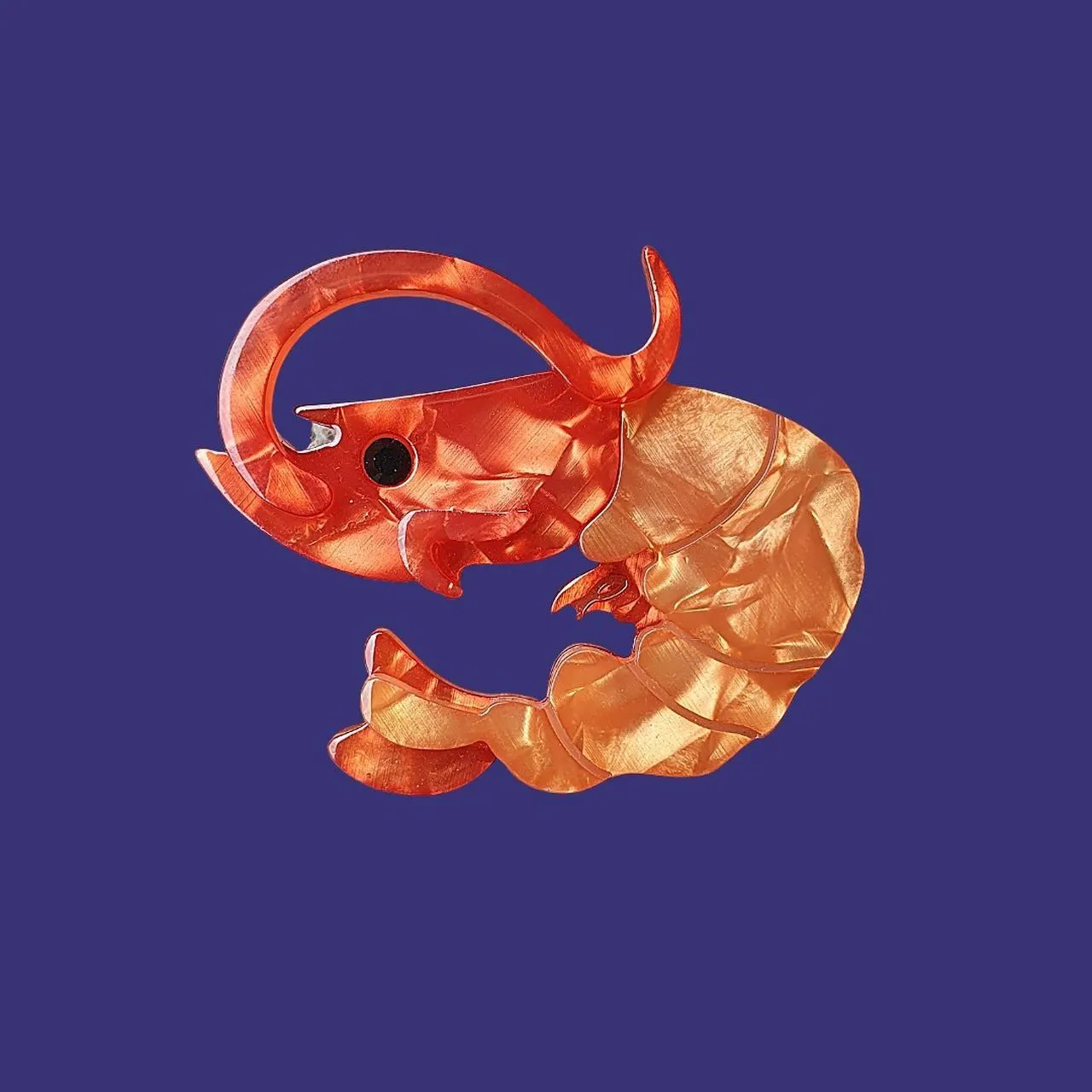 Quirky Acrylic Prawn Brooch