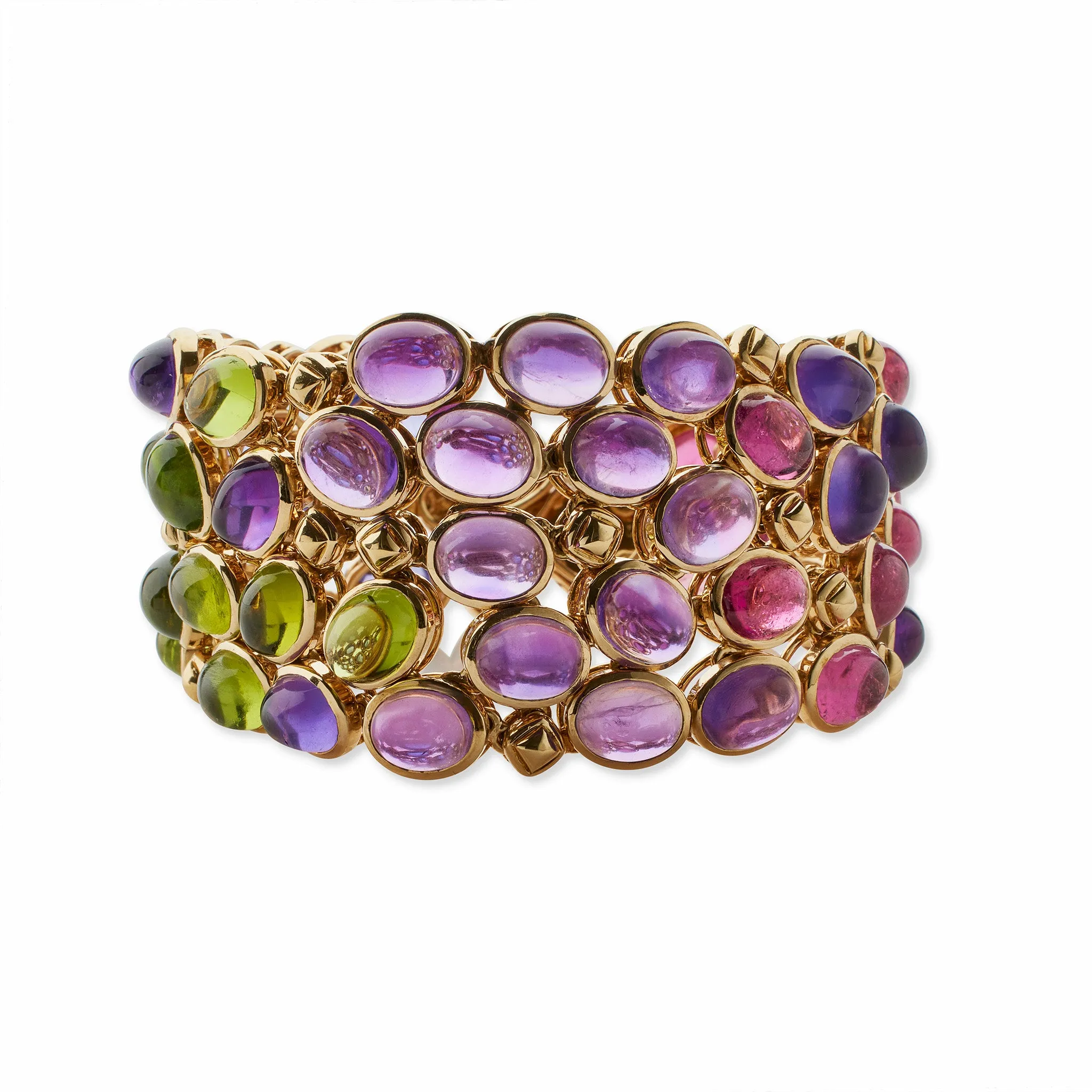 René Boivin Sapphire, Pink Tourmaline, Peridot and Amethyst Bracelet