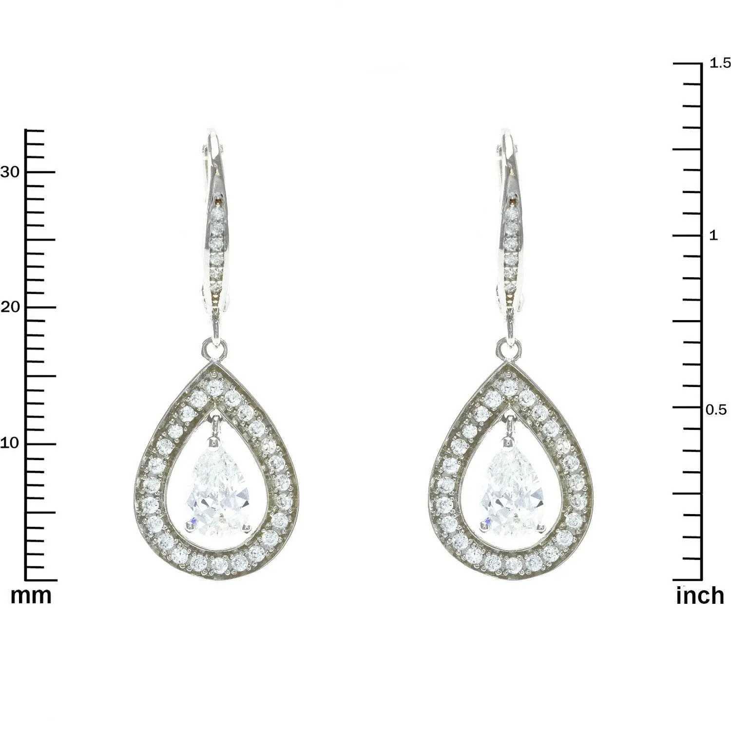 Riva Tear Drop Halo CZ Earrings