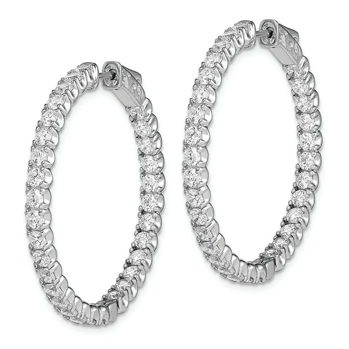 Silver 33 MM Cubic Zirconium Hoop Earrings QE7960