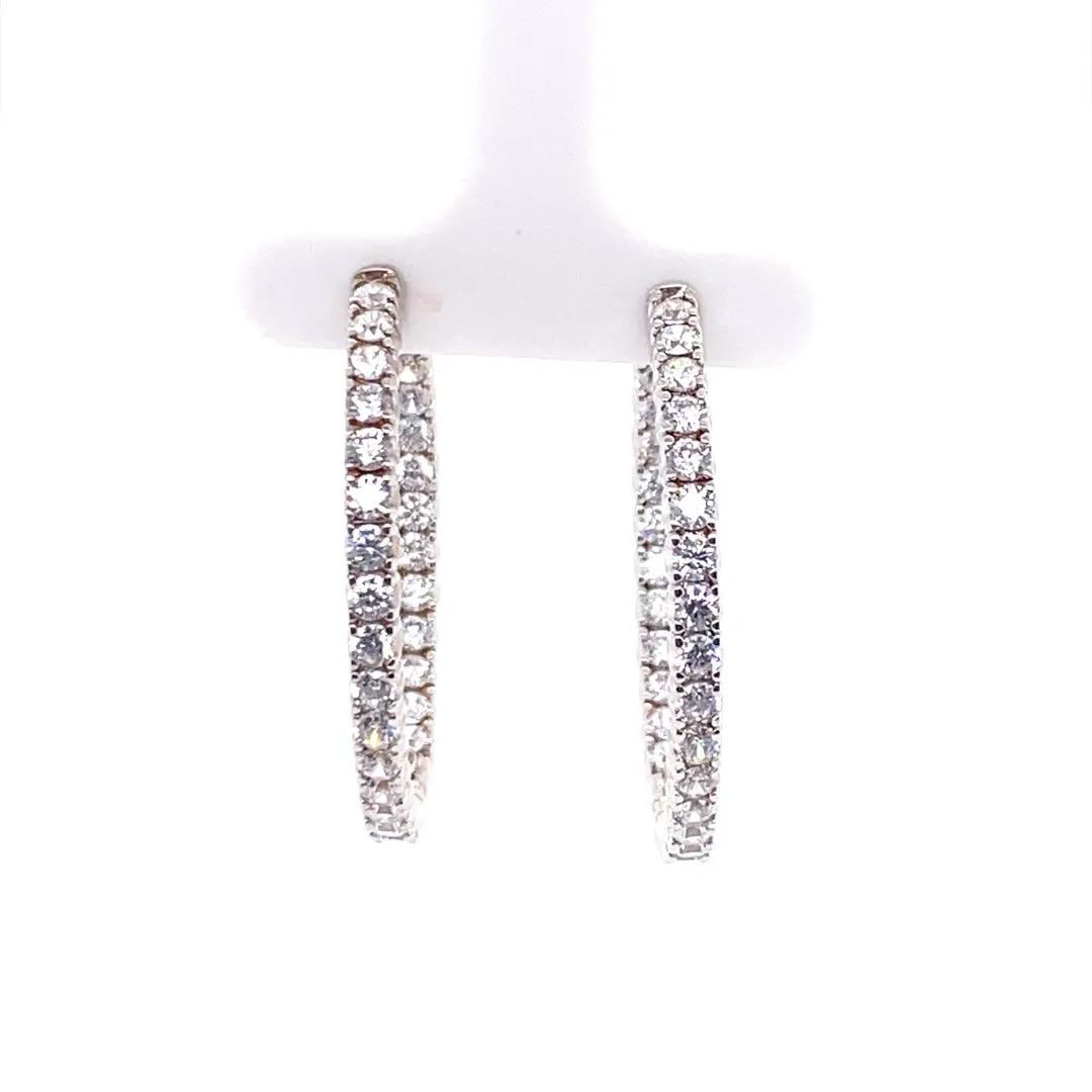 Silver 33 MM Cubic Zirconium Hoop Earrings QE7960
