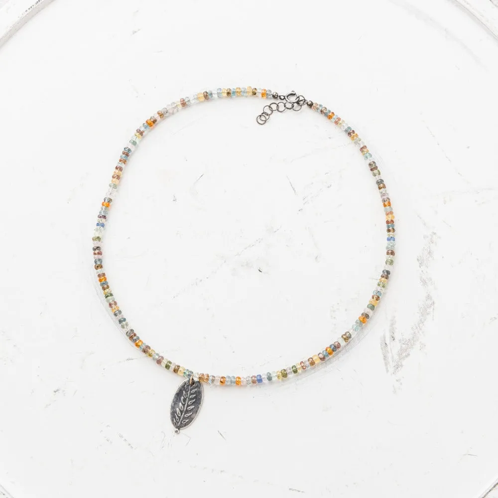 Silver Fern Oval Necklace on Montaña Gemstone Mix