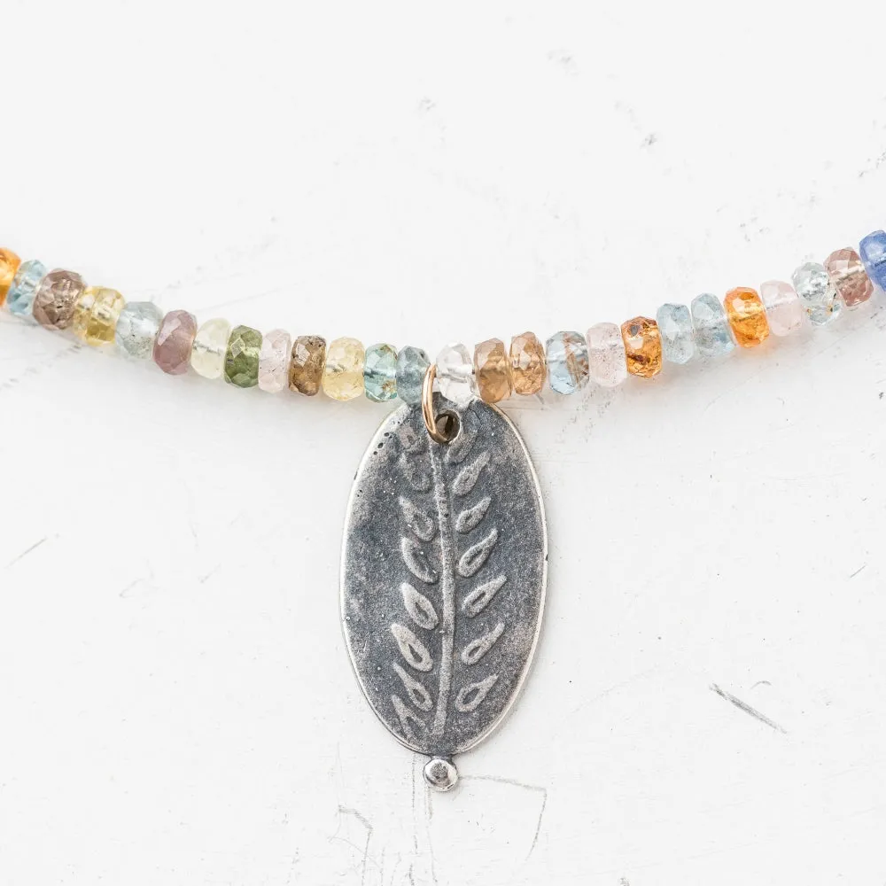 Silver Fern Oval Necklace on Montaña Gemstone Mix