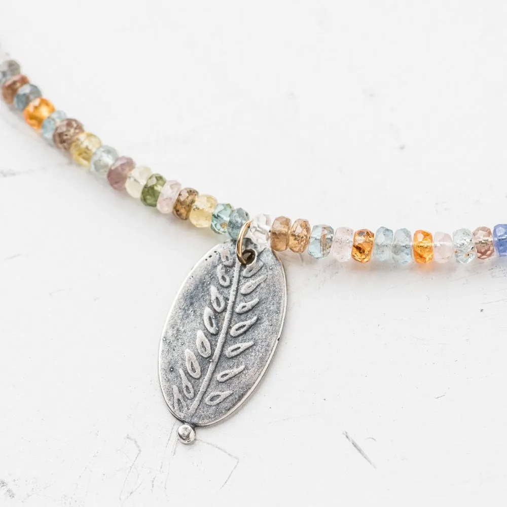 Silver Fern Oval Necklace on Montaña Gemstone Mix