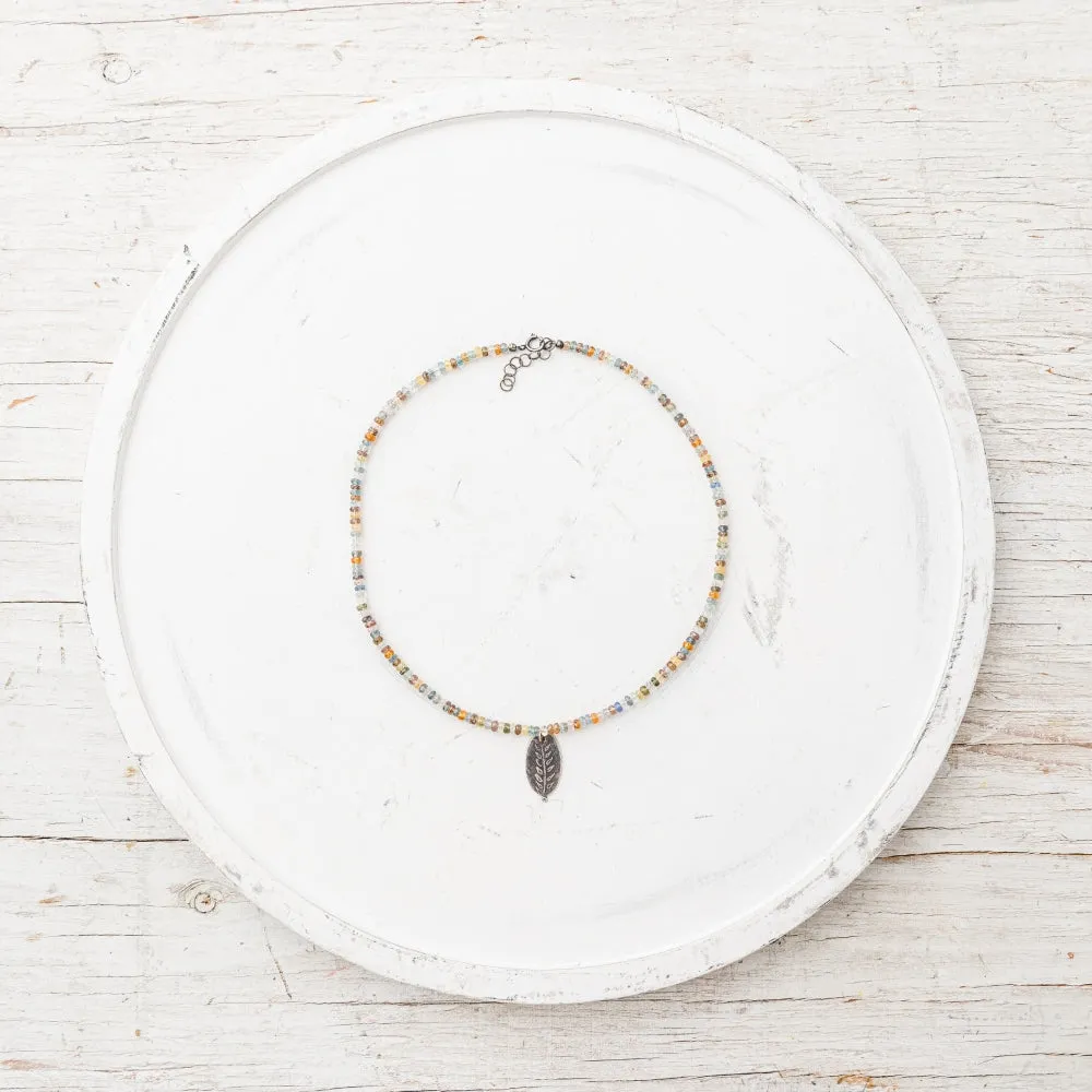 Silver Fern Oval Necklace on Montaña Gemstone Mix
