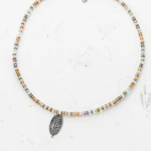 Silver Fern Oval Necklace on Montaña Gemstone Mix